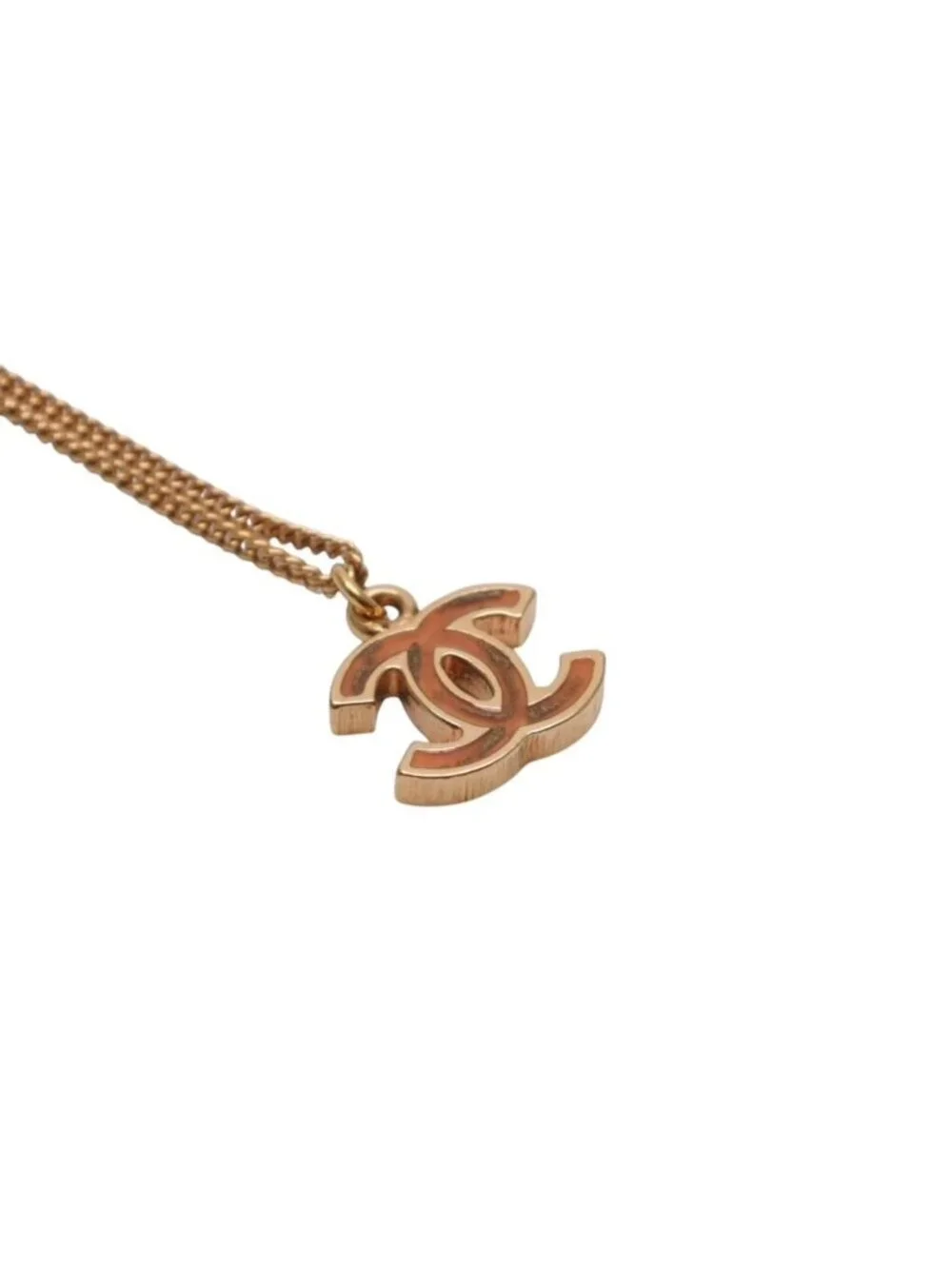 Chanel Necklace Double Sided CC Logo Brown Marble GD CC